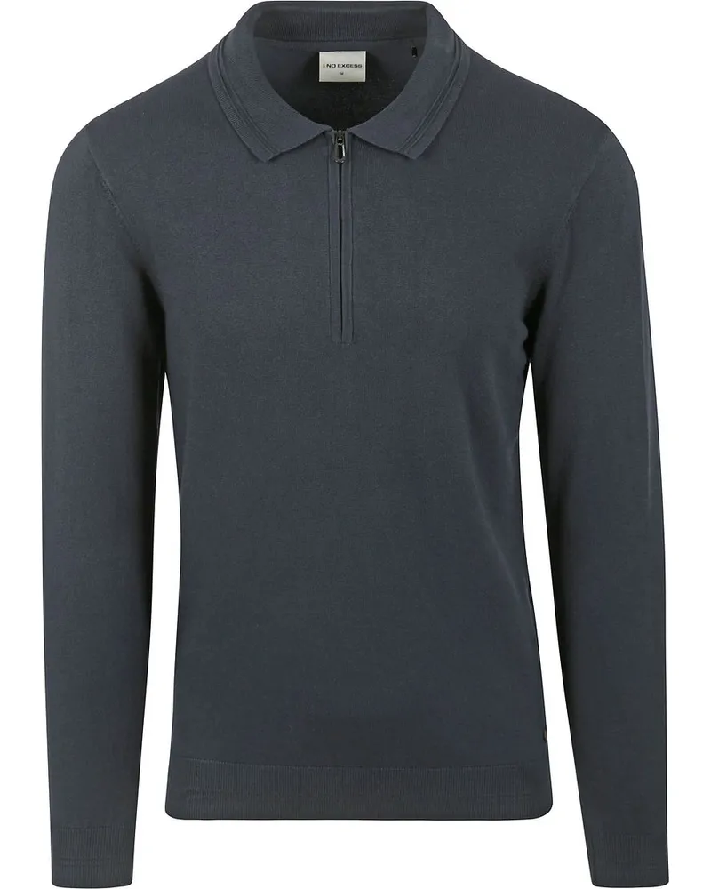 No Excess Pullover Poloshirt Navy Blau