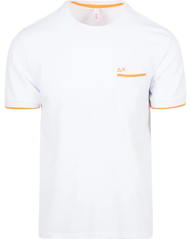 Sun68 Piqué T-Shirt Fluo Stripe Weiß Weiß