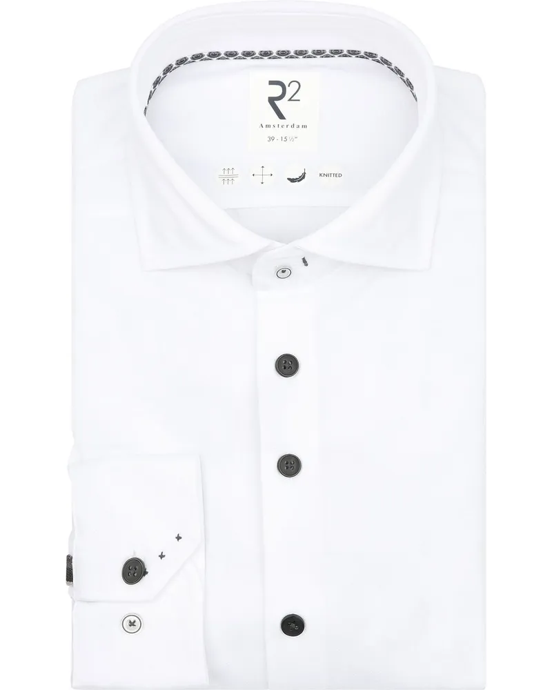 R2 Amsterdam Hemd Dobby White Weiß