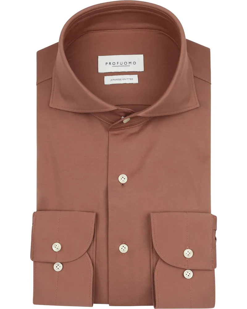 Profuomo Japanese Knitted Hemd Red Clay Rot