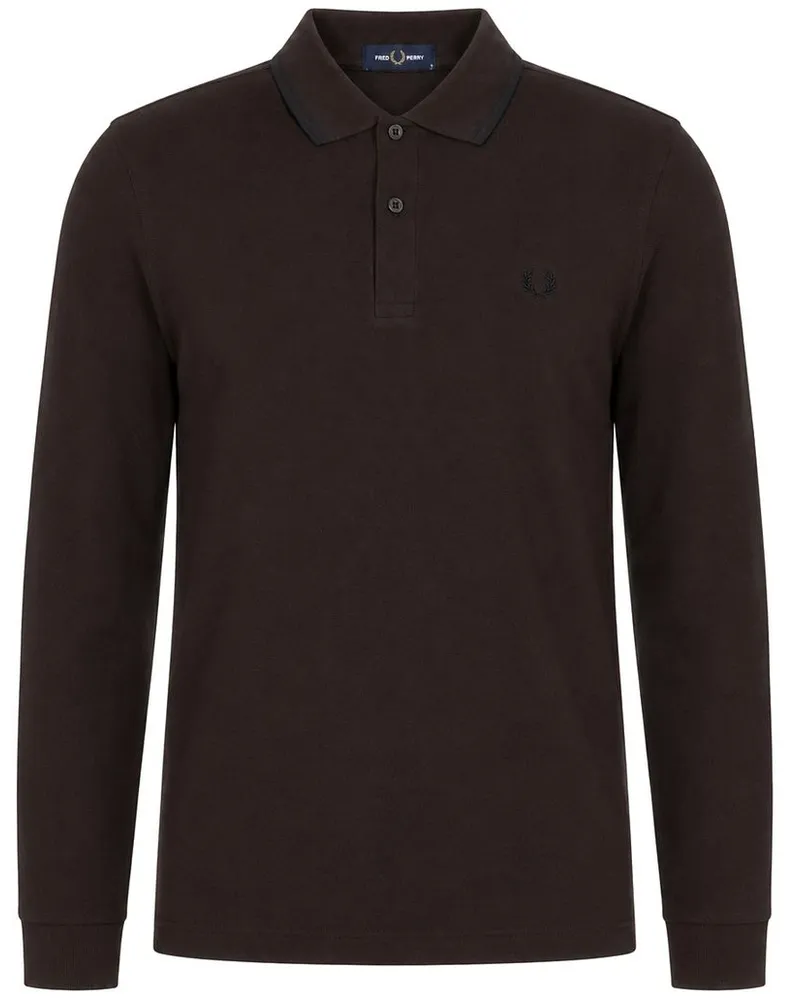 Fred Perry Langarm-Poloshirt Braun 86C Braun