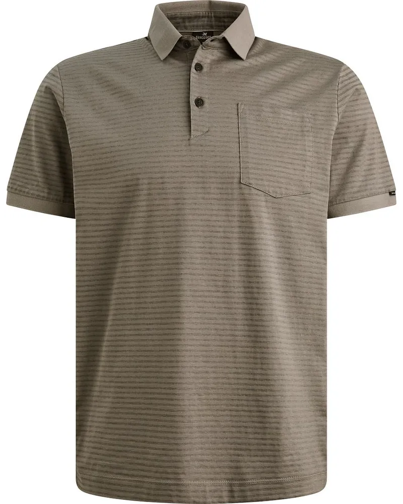 Vanguard Jersey-Polo Gestreift Taupe Braun