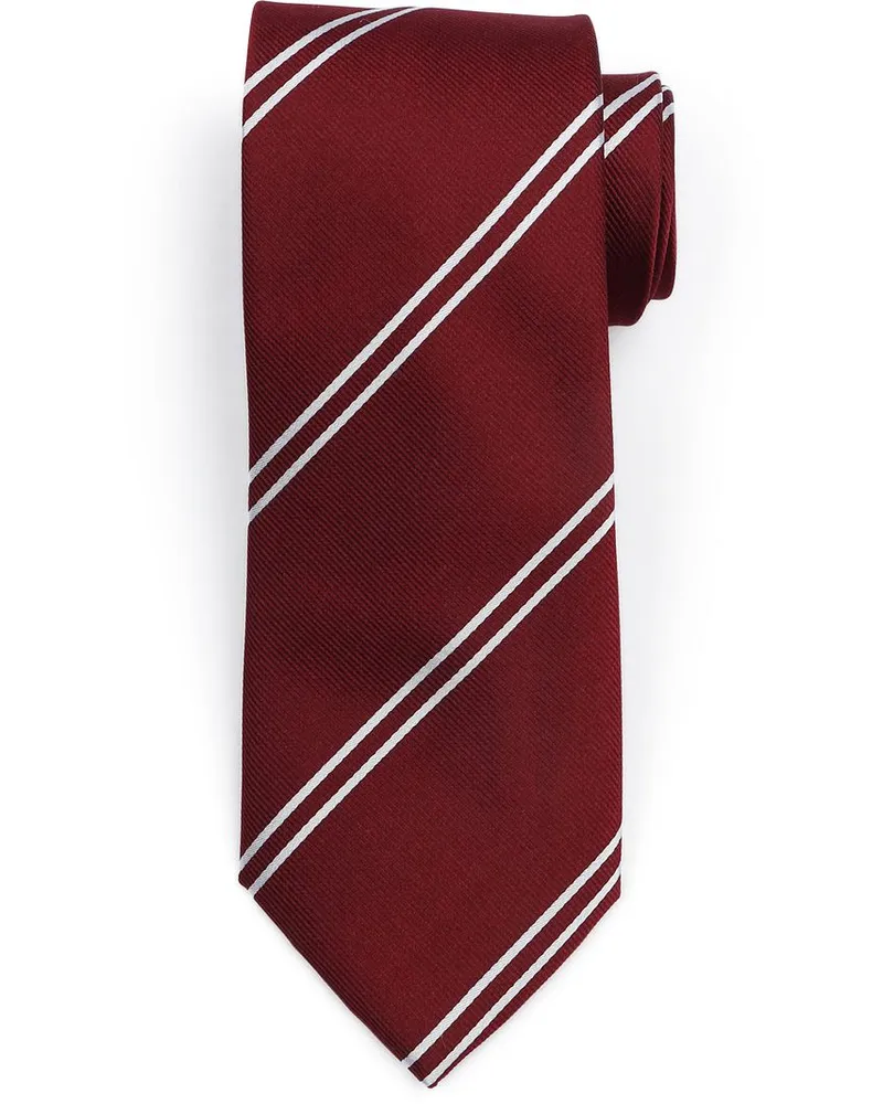Suitable Krawatte Seide Double Stripe Burgundy Bordeaux