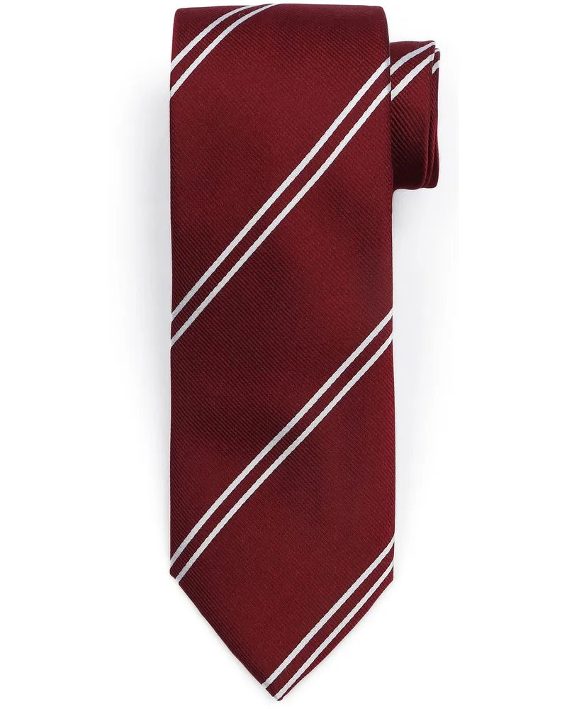 Suitable Krawatte Seide Double Stripe Burgundy Bordeaux
