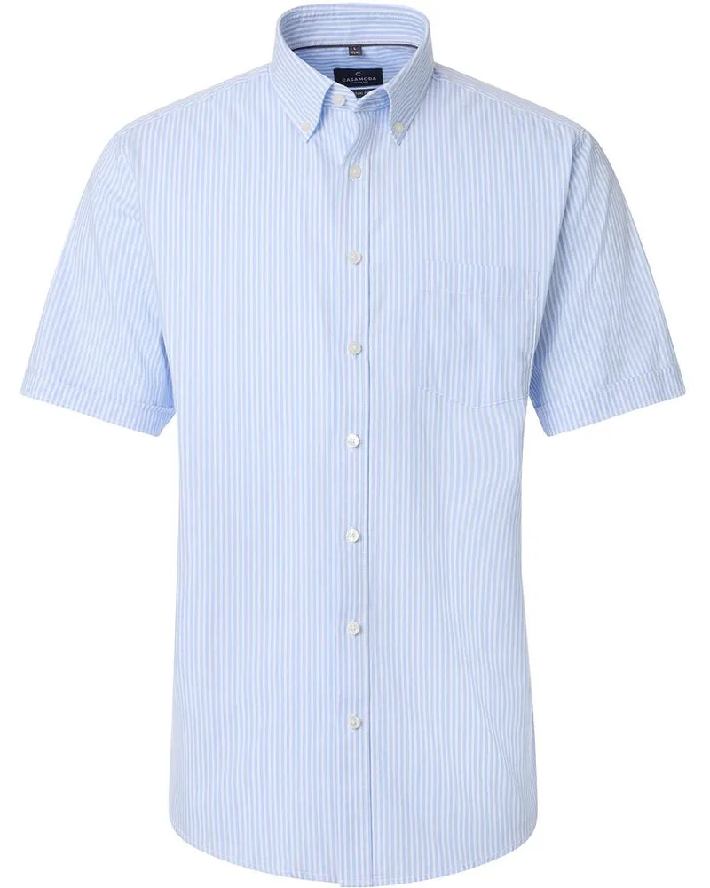 CasaModa Casa Moda Short Sleeves Freizeithemd Streifen Blau Hellblau