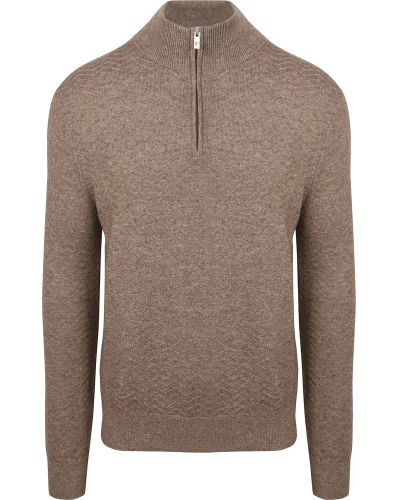 R2 Amsterdam R2 Pullover Halfzip Weave Structure Taupe Beige