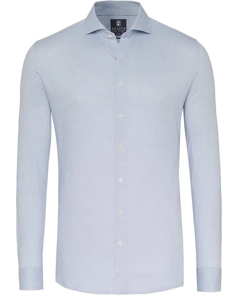 DESOTO Essential Hemd Hai Piqué Dots Blau Hellblau
