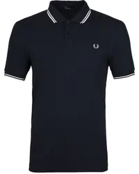 Fred Perry Polo Marine Dunkelblau mit weißen Doppelstreifen Blau