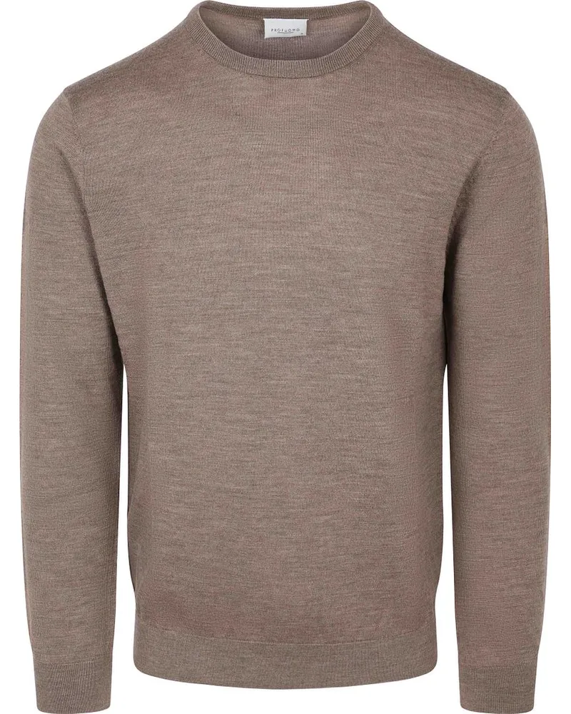 Profuomo Pullover Merinowolle Dunkelbraun Braun
