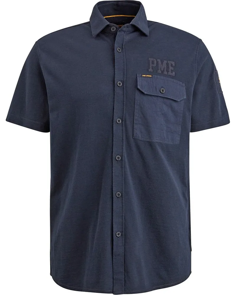 PME Legend Short Sleeve Hemd Jersey Piqué Navy Dunkelblau