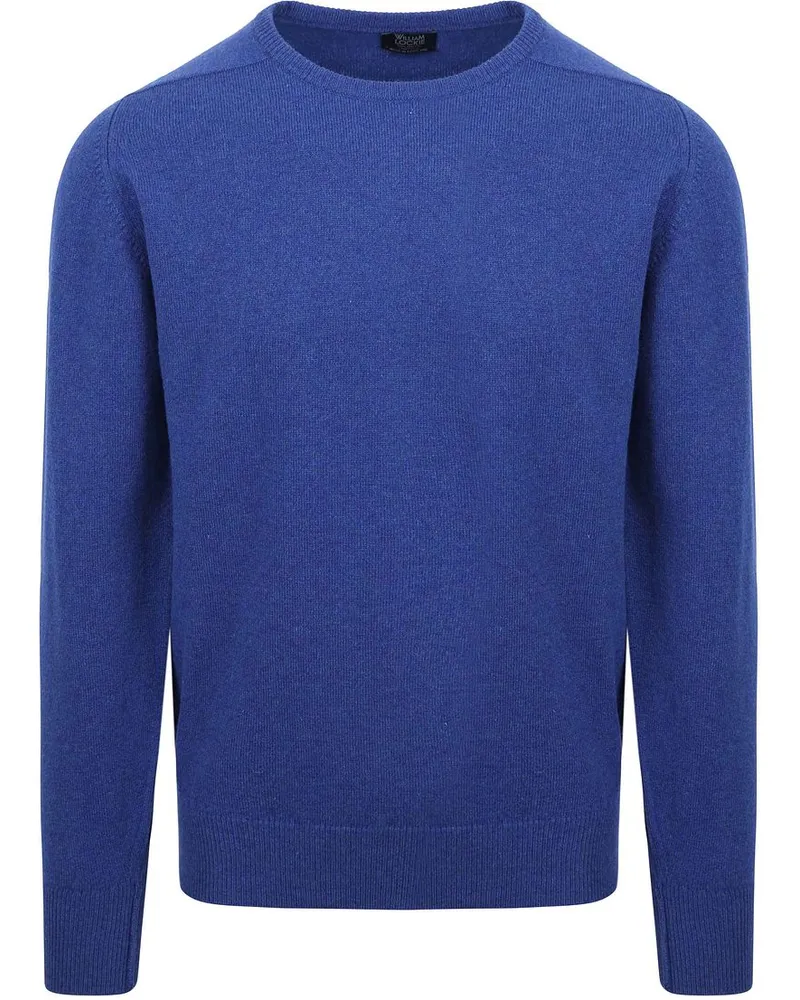 William Lockie O-Auschnitt Pullover Lammwolle Indigo Blau