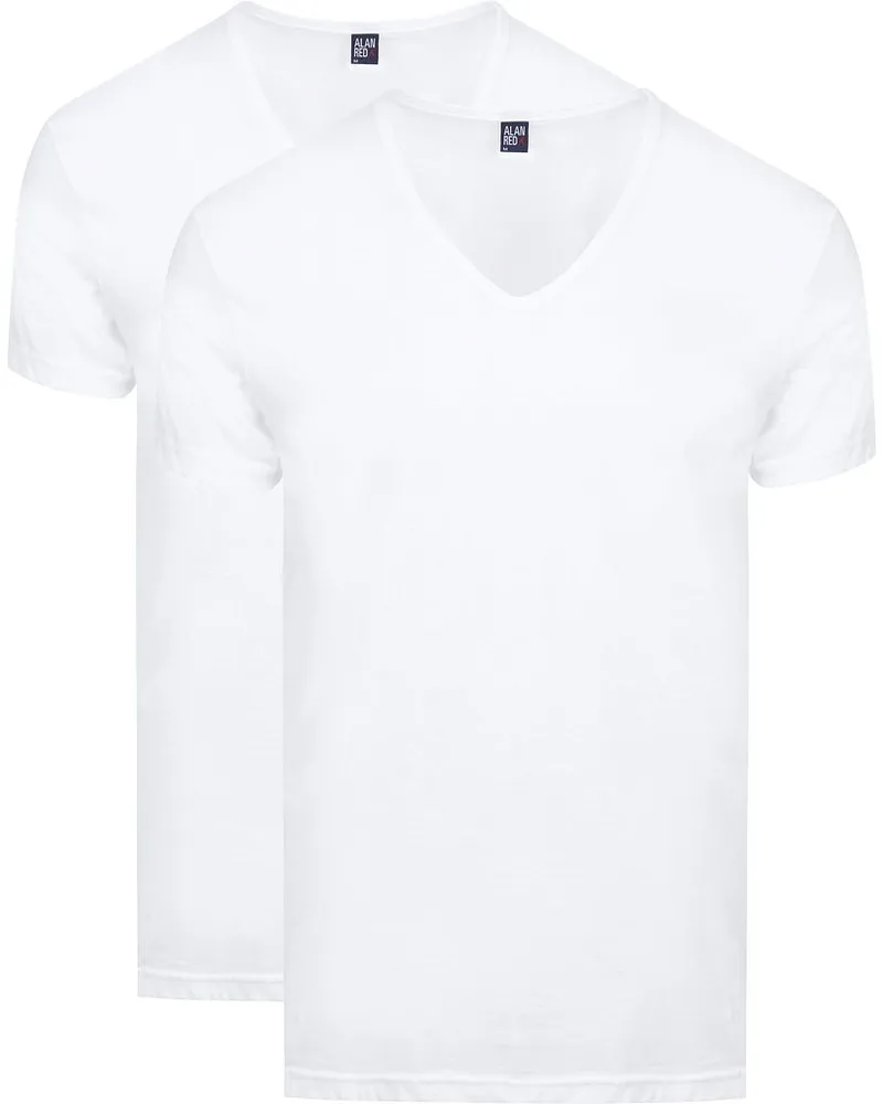 Alan Red Dean T-Shirt V-Ausschnitt Weiß (2er-Pack Weiß
