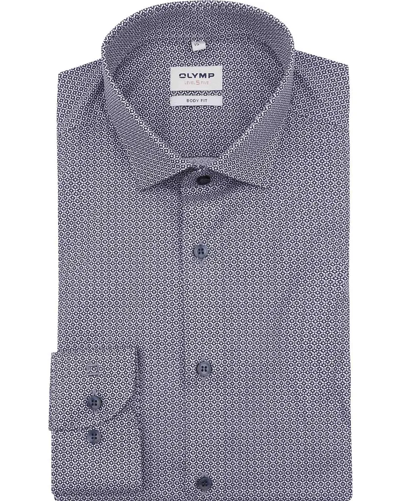 Olymp Level 5 Hemd Druck Blau Dunkelblau
