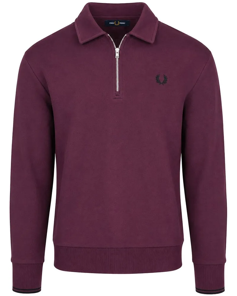 Fred Perry Langarm-Poloshirt Half Zip Plum Violett