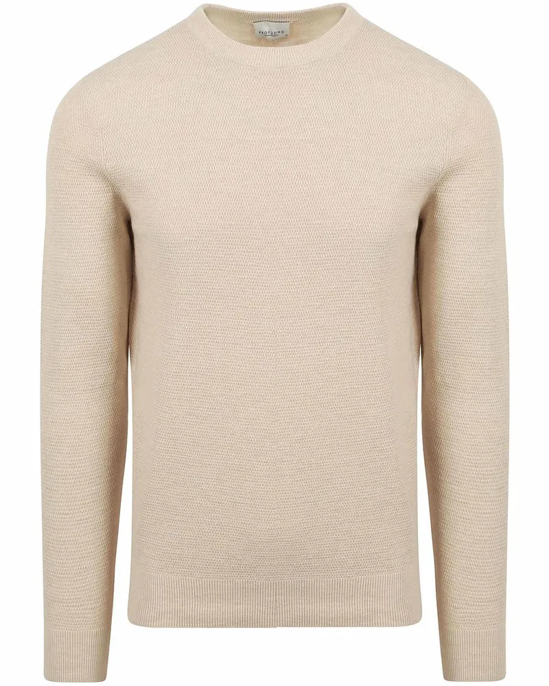Profuomo Pullover Textured Ecru Wollweiß