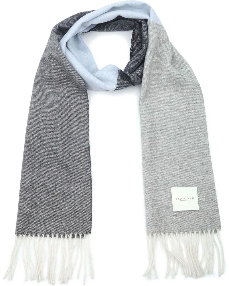 Profuomo Schal Lammwolle Grau Blau Beige