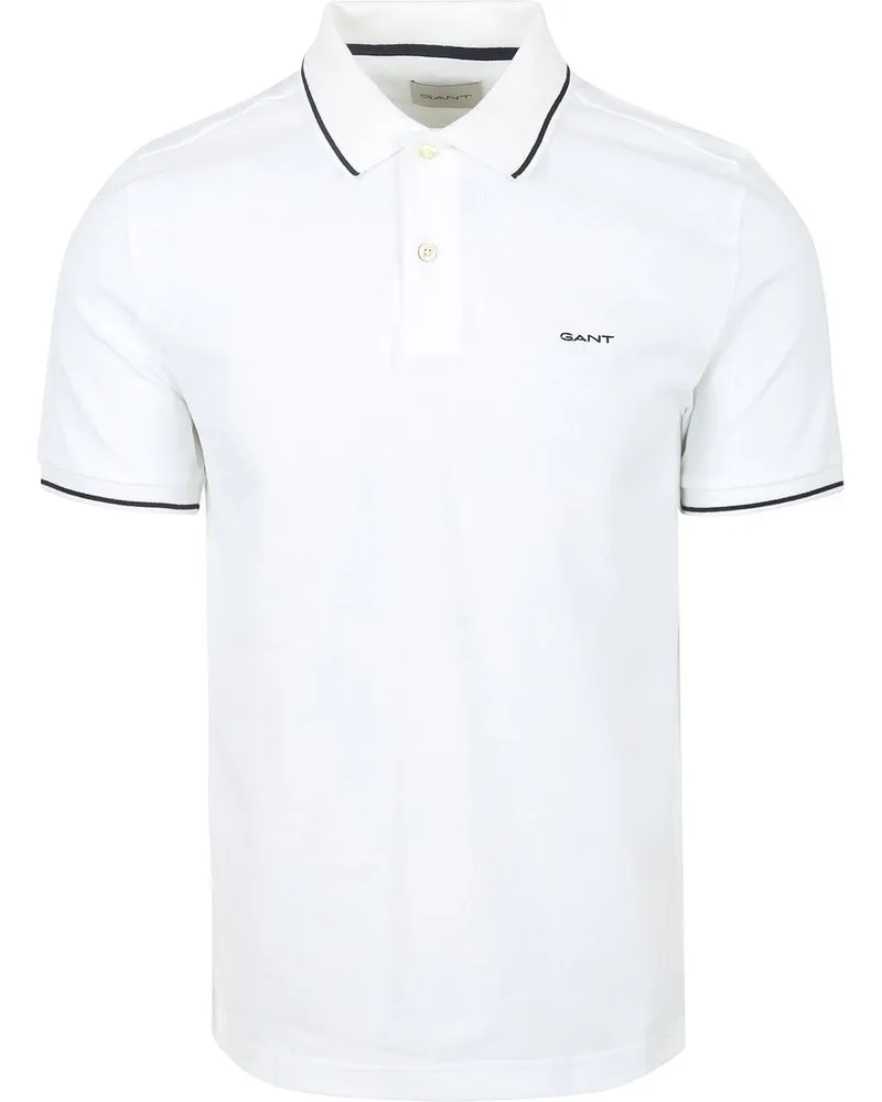 Gant Tipping Piqué Poloshirt Weiß Weiß