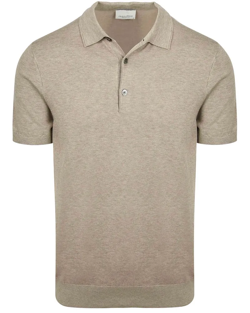 Profuomo Gestricktes Poloshirt Beige Beige