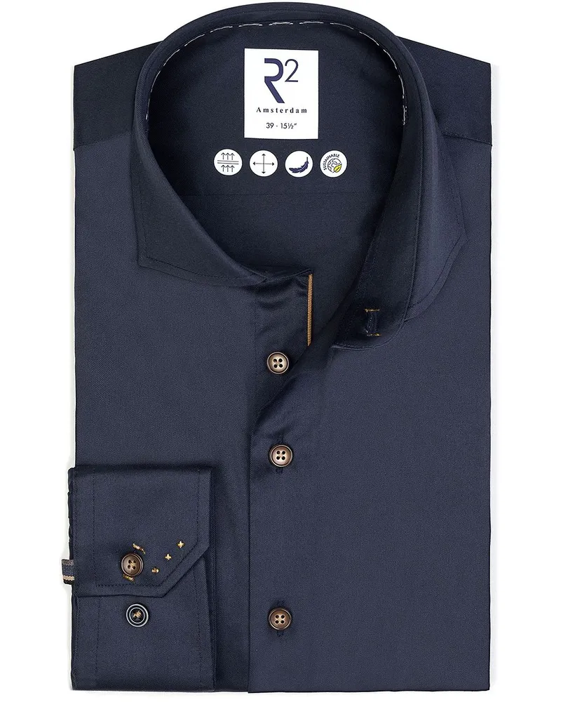 R2 Amsterdam R2 Hemd Fine Twill Navy Dunkelblau