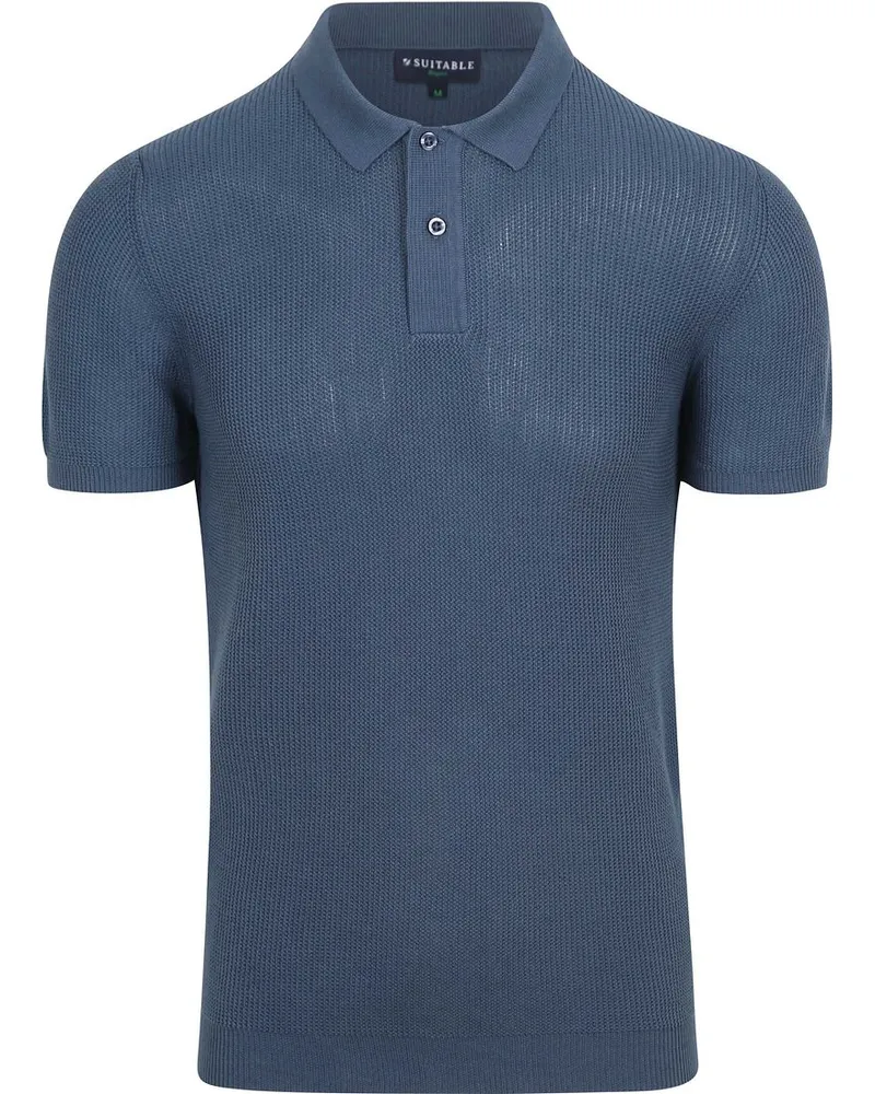 Suitable Respect Poloshirt Structure Knit Blau Blau