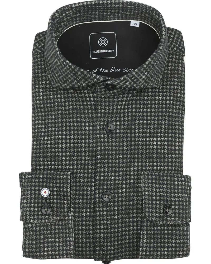 Blue Industry Slim-Fit Hemd Olive Dunkelgrün