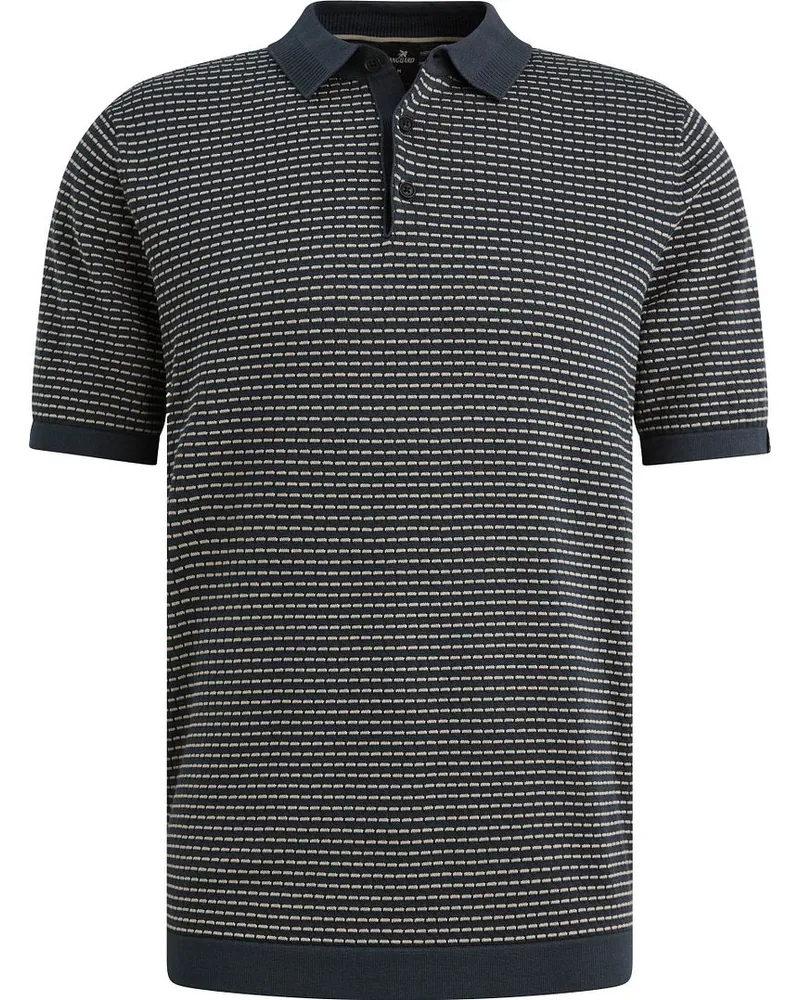 Vanguard Strick Polo Gestreift Marine Dunkelblau