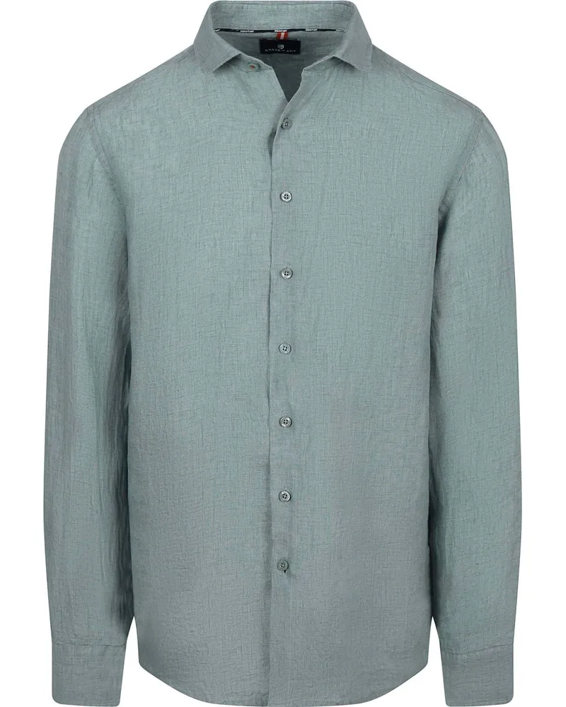 State of Art Hemd Leinen Grün Grün