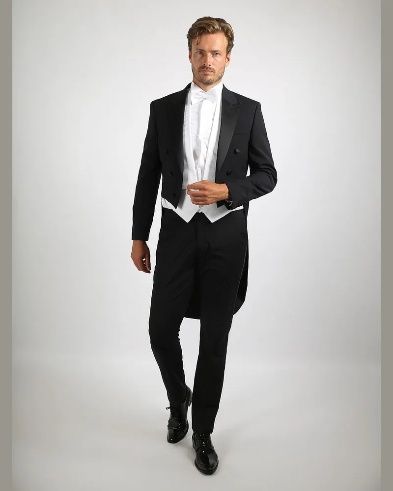 Suitable Schwarzer Frackanzug für Herren - 2-teiliger Frack mit Jacke und Hose - Model Prague Schwarz