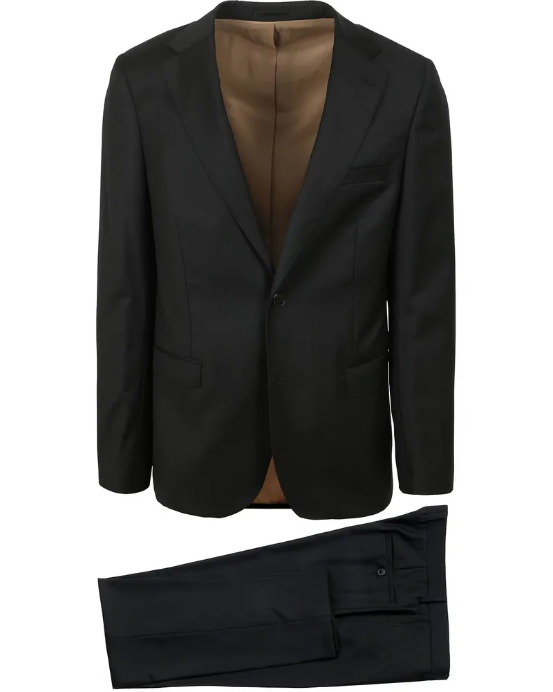 Suitable Anzug Wolle Uni Schwarz Schwarz