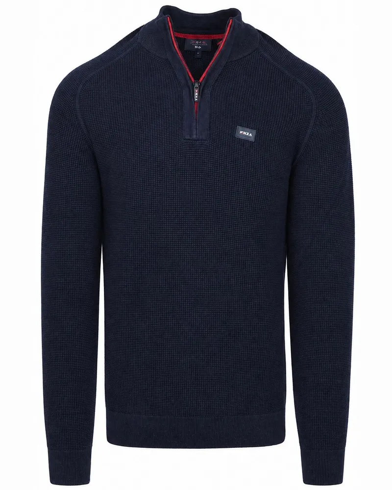 New Zealand Auckland NZA) Half Zip Slub Navy Strick-Oxford Dunkelblau