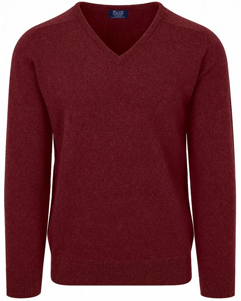 William Lockie V-Ausschnitt Pullover Lammwolle Bordeaux Bordeaux