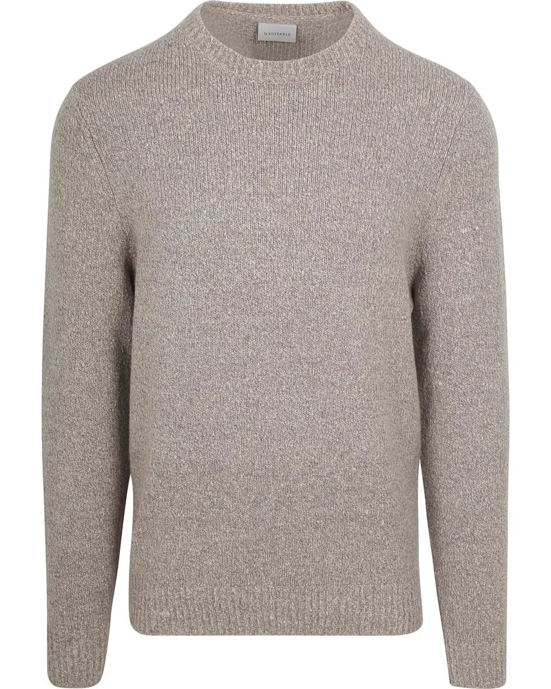 Suitable Pullover Boiled Wool Taupe Braun