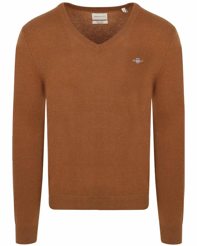 Gant Pullover V-Ausschnitt Wool Blend Camel Braun