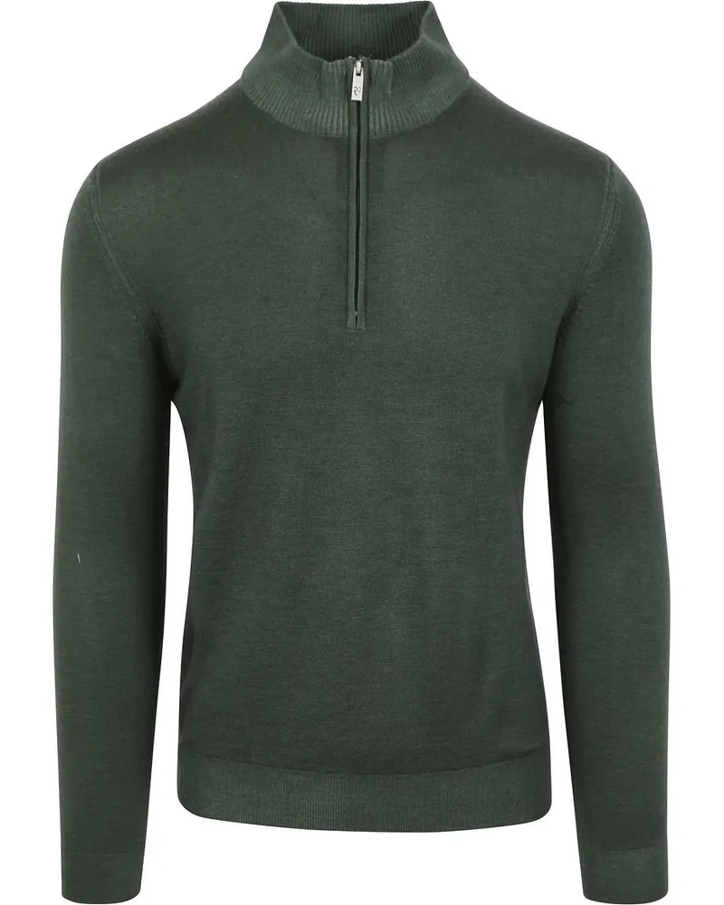 R2 Amsterdam R2 Half Zip Pullover Merino Wolle Dunkelgrün Dunkelgrün