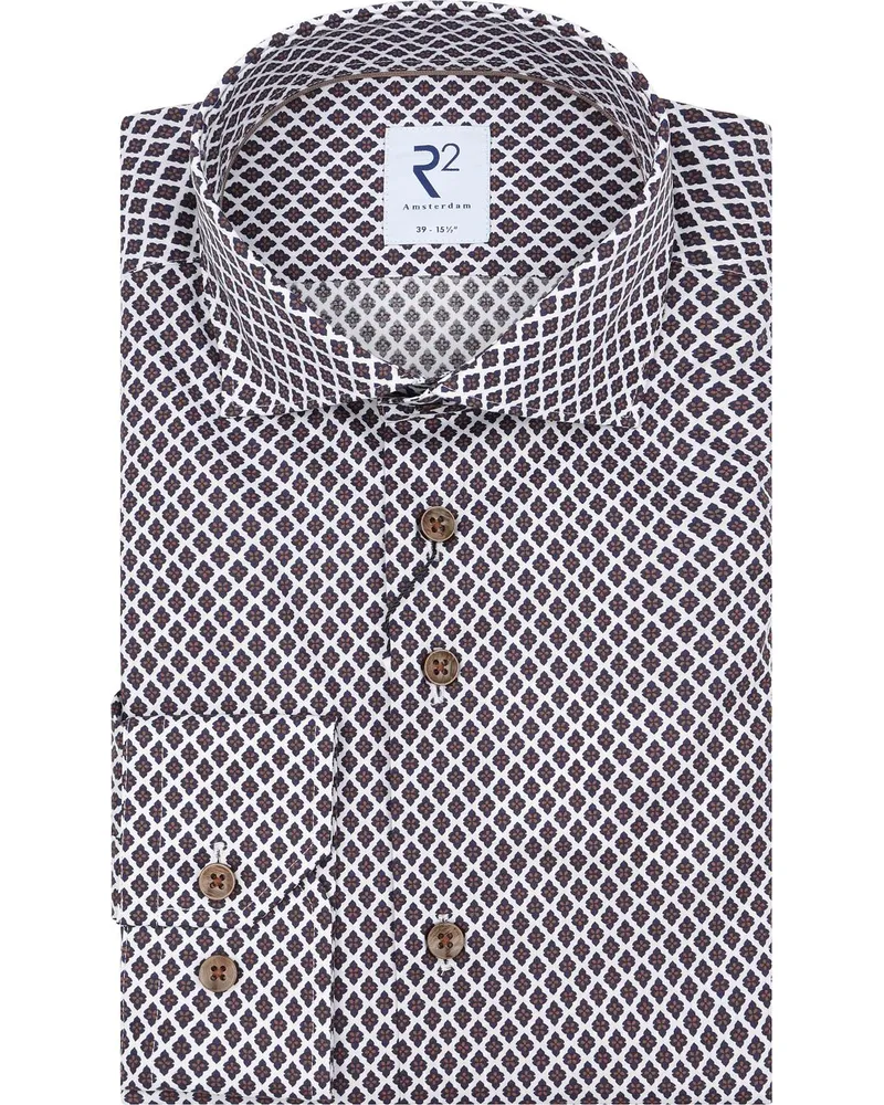 R2 Amsterdam Hemd Print Brown Braun