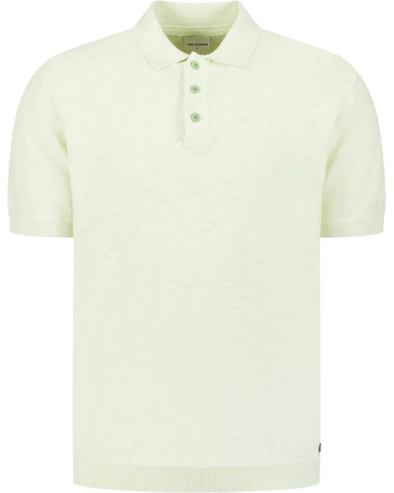 No Excess Knitted Slub Poloshirt Hellgrün Grün