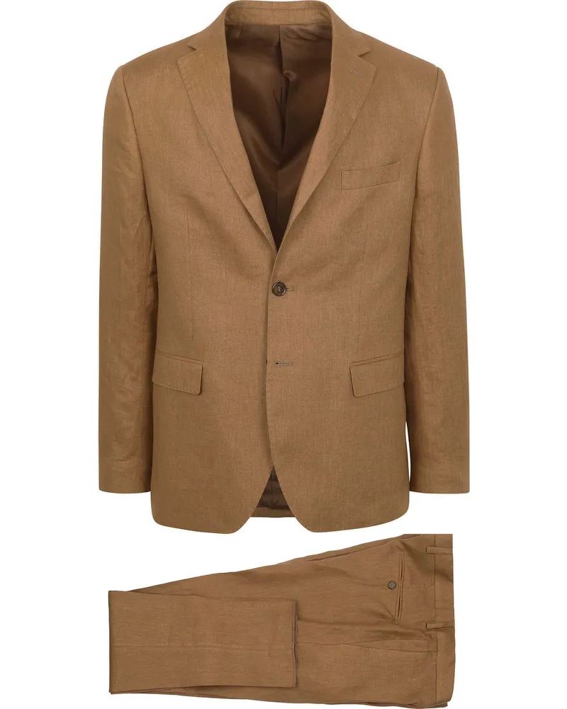 Suitable Leinen Suit Camel Braun
