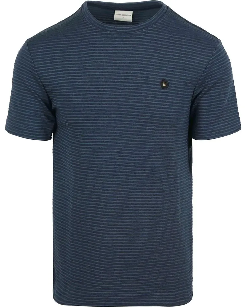 No Excess Velvet Stripes T-Shirt Navy Dunkelblau