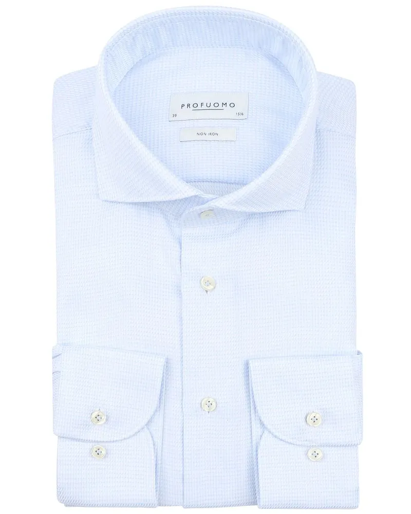 Profuomo Dobby Mouliné Hemd Print Hellblau Hellblau