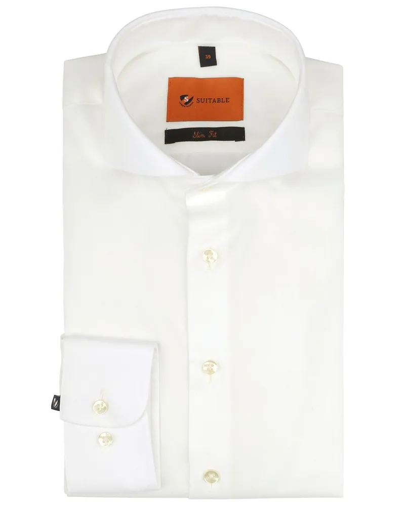Suitable Hemd Bügelfrei Ecru Wollweiß