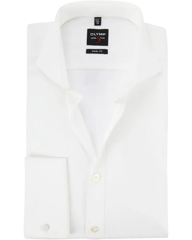 Olymp Level 5 Five Body Fit Hemd Off-White Wollweiß