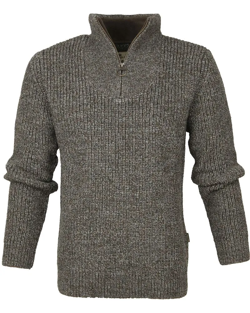 Barbour New Tyne Zip Pullover Wolle Olivgrün Grün