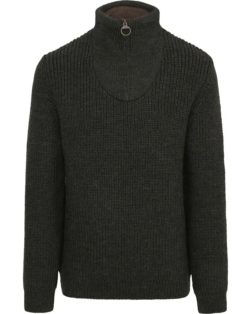 Barbour New Tyne Zip Pullover Wolle Olivgrün Grün