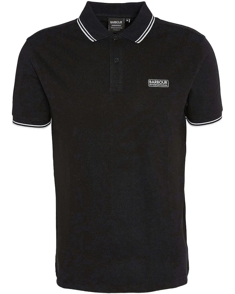 Barbour International Piqué Poloshirt Evan Tipped Schwarz Schwarz