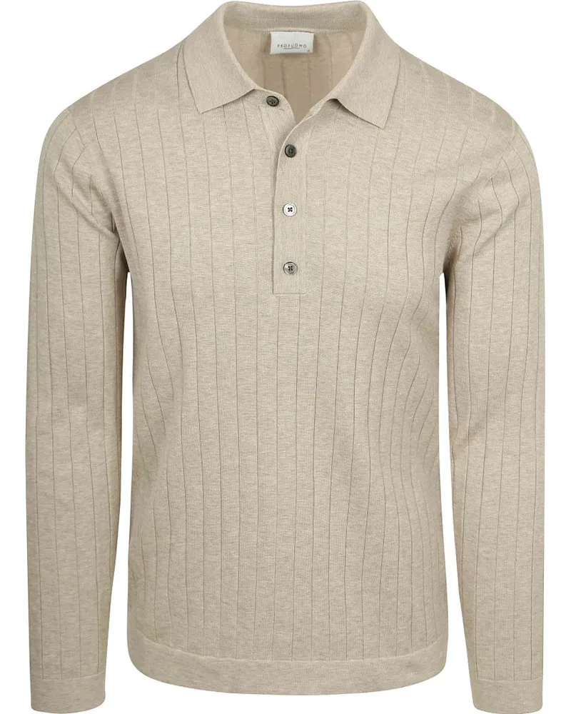 Profuomo Langarm-Poloshirt Luxury Basic Ecru Beige