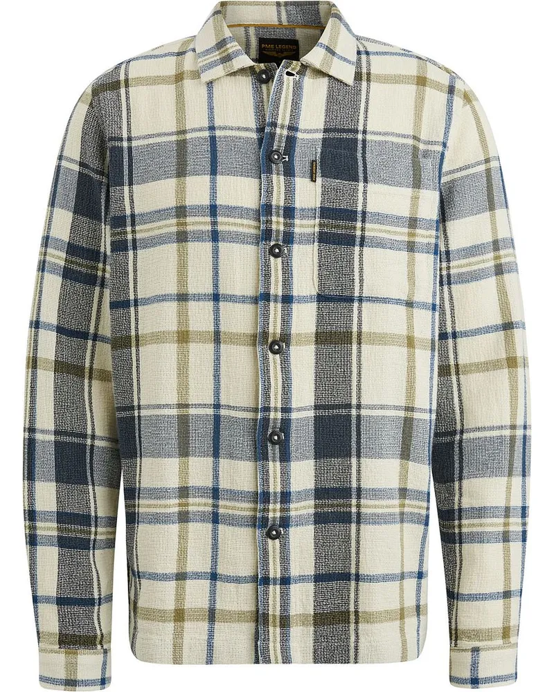 PME Legend Overshirt Kariert Ecru Blau