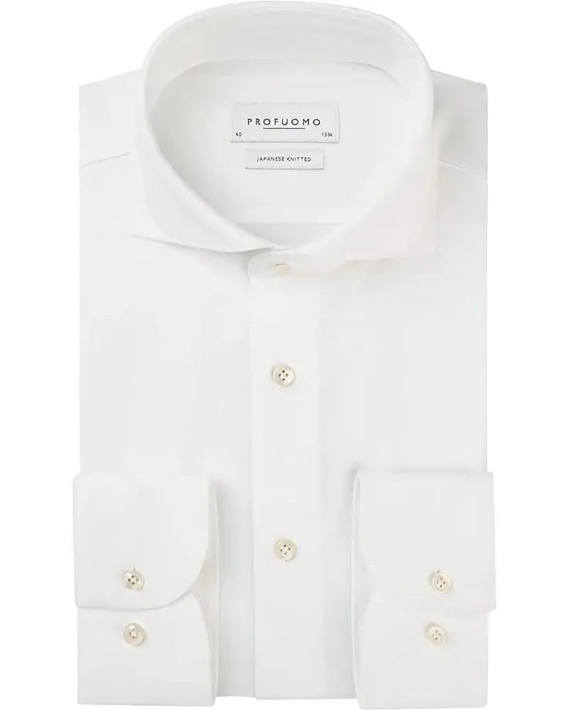 Profuomo Japanese Knitted Hemd Off White Weiß