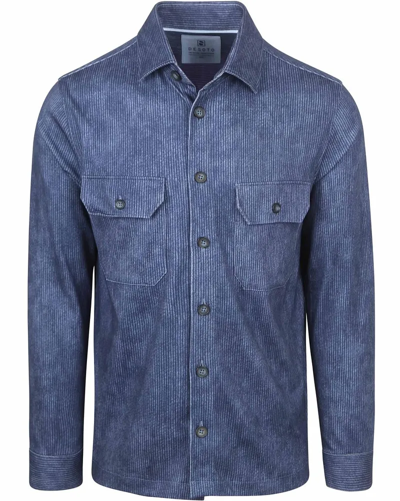 DESOTO Hemdjacke Cord Optics Blau Dunkelblau