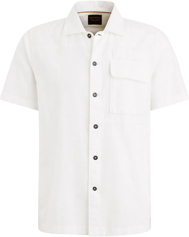 PME Legend Short Sleeve Hemd Linen Blend Weiß Weiß