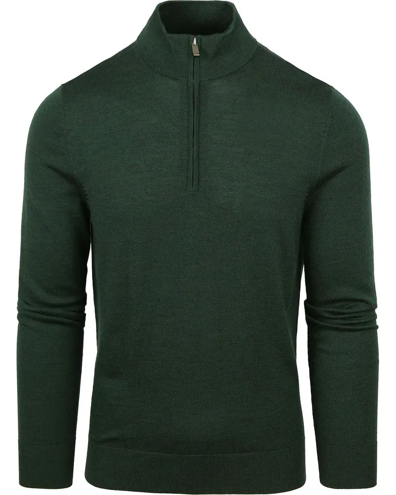 Suitable Merino Half Zip Pullover Dunkelgrün Dunkelgrün